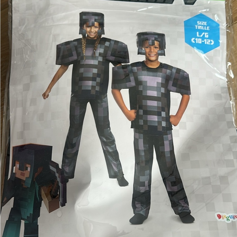 Disguise Pixel Armor Kids Costume - Black and Gray